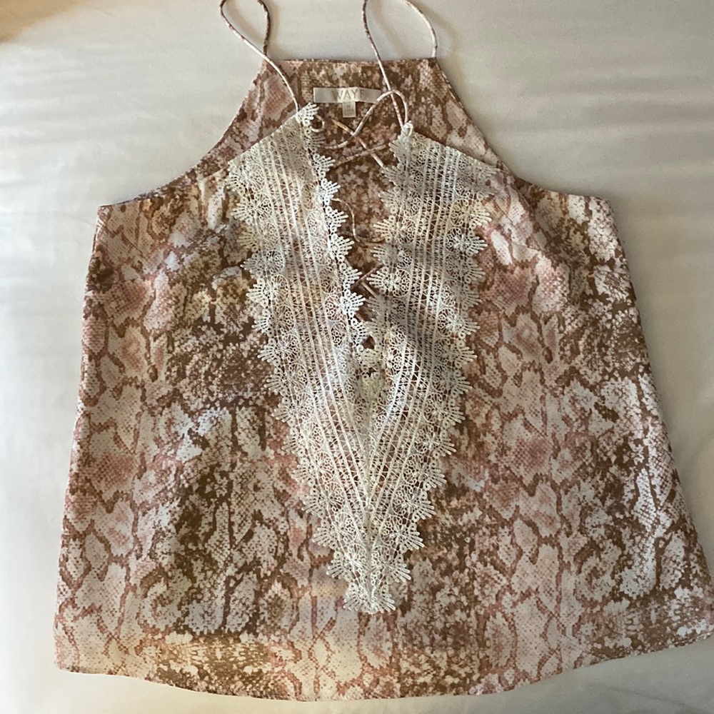 Wayf tank top blouse sz M tank pink white